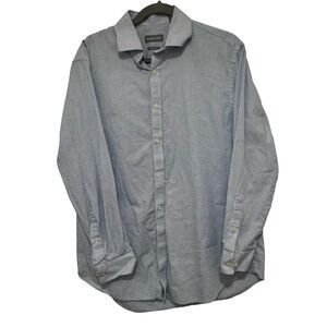 Michael Kors Dress Shirt Men’s Size L 16.5/32/33 Blue White Plaid Slim Fit